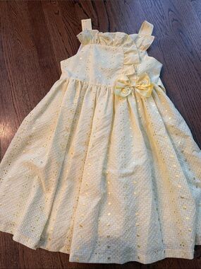 Bonnie Jean Yellow Ruffle Bow Sundress for Girls - Kids Dress sz 8 like new